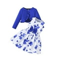 thumbnail image 2 of AUNVITO Toddler Girl Flower Print Sundress and Cardigan Set 2 Pieces Spring Summer Dress Baby Girls Outfits, 2 of 9