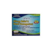 Ohm 24 Hour Allergy Relief & Nasal Decongestant Tablets, 15 Count