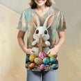 thumbnail image 4 of ADSSDQ Easter Scrub Tops Women Stretchy Vneck Short Sleeve Funny Rabbit Graphic Nurse Working Uniforms with 2 Pockets Dark Gray 4XL, 4 of 6