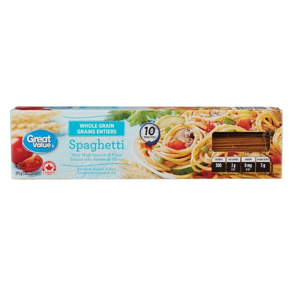 Spaghetti à grains entiers Great Value 375 g