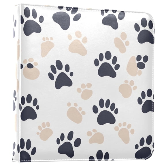 FORMRS 3 Ring Photo Album 4"x6" Self Adhesive Large Capacity PU Leather Cover, Black Cat Paw