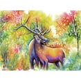 thumbnail image 2 of Wickstrom, Martin 32x25 Black Ornate Wood Framed with Double Matting Museum Art Print Titled - Elk Love, 2 of 4