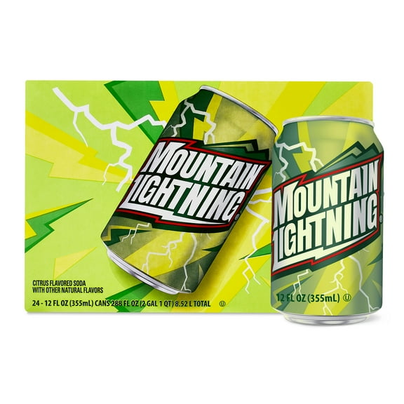 Great Value Mountain Lightning Citrus Flavored Soda, 12 fl oz, 24 Count