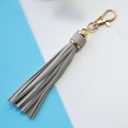 thumbnail image 3 of Tnobhg Tassel Keychain Pendant Faux Leather Solid Color Lobster Clip Fringe Stainless Lightweight Portable DIY Keyring Schoolbag Decoration Pendant, 3 of 8