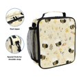 thumbnail image 2 of Insulated Square Lunch Bag with Side Mesh Pocket Fashion Lunch Box Reusable Lunch Tote 10.5" x9.5" x3.5" Cute Bees and Honeycomb Pattern, 2 of 6