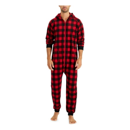 FAMILY PJs Intimates Red Rib-Knit Cuffs Check Holiday Plus XXL