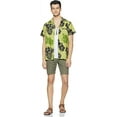 thumbnail image 4 of Stylore Hawaiian Shirt for Men Short-Sleeve Button-Down Shadow Hibiscus Green Black 3XL, 4 of 6