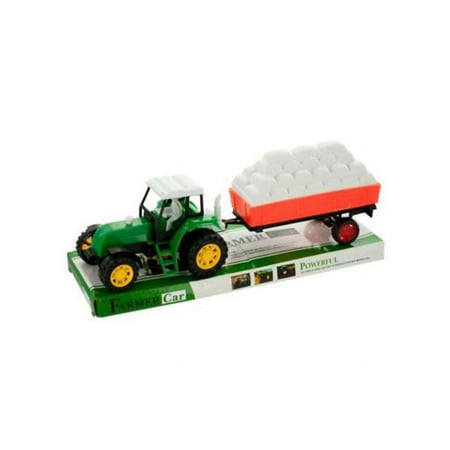 Kole Imports GH496-24 Friction Farm Tractor Truck & Trailer Set - Pack of 24