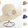 thumbnail image 1 of D-GROEE Women's Flower Decor Sun Hats UV Protection Large Wide Brim Hat Women Packable Sun Hat for Women Straw Hats, 1 of 7
