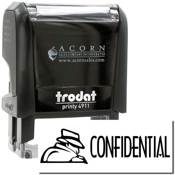 Self-Inking Confidential with Logo Stamp, Trodat Printy 4911, Press and Print Stamping, Impression Size 5/8" x 1-1/2", Up to 10,000 Impressions - Black Ink