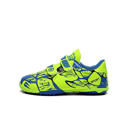 

Ferndule Unisex Lightweight With Nails Running Shoe Outdoor Flexible Football Shoes Training Breathable Round Toe Soccer Cleats Broken Nails Green 3.5Y/4Y