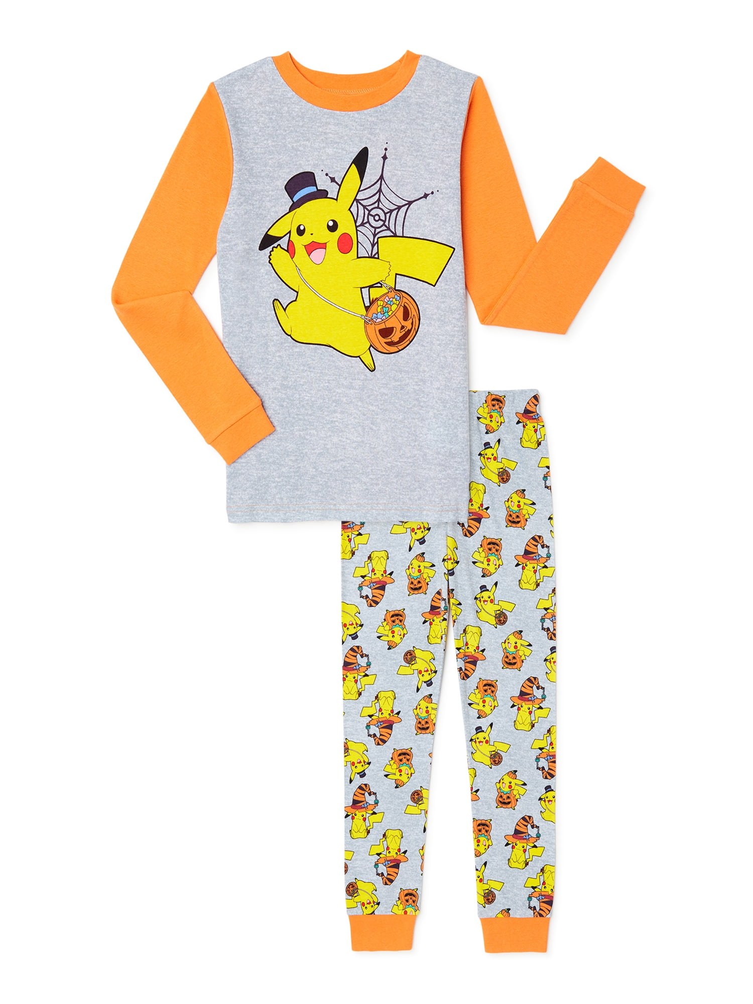 Pokemon Boys Long Sleeve Halloween Pajama Pant Set, Sizes 4-10