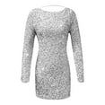 thumbnail image 5 of Women Long Sleeve White Sparkly Dress Carnival Outfit Glitter Dress for Women, 5 of 5