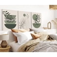 thumbnail image 2 of Sage Green Boho Wall Art Set of 3 Abstract Minimalist Geometric Line Poster Green Botanical Leaf Canvas Prints Modern Artwork Painting Decor for Living Room Bedroom Office 12x16 in Framed, 2 of 7