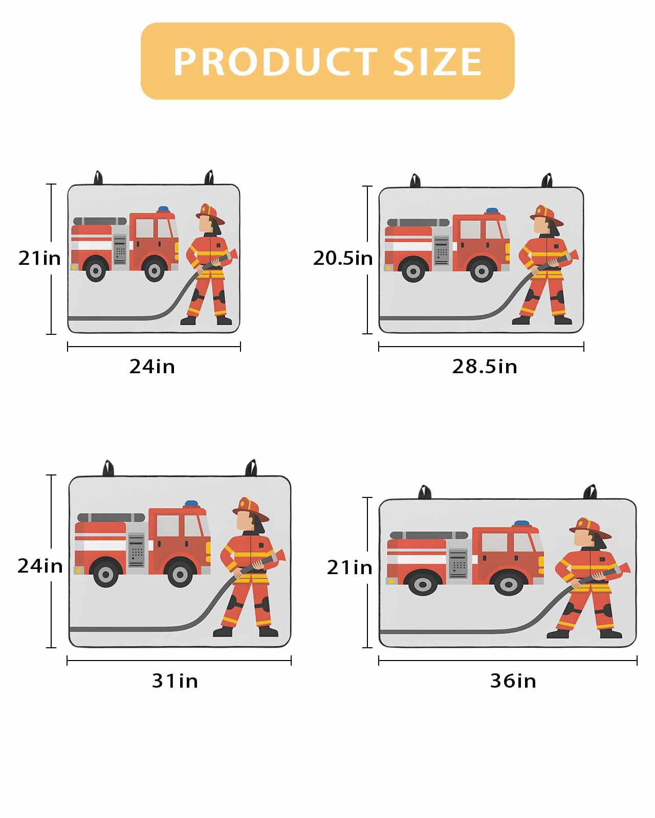 Large Induction Cooktop Protector Mat Firefighters Stove Top Covers for Electric Stove, Cartoon Red Uniform Fire Truck Grey Decorative Stove Burner Cover Mats, Glass Top Stove Cover