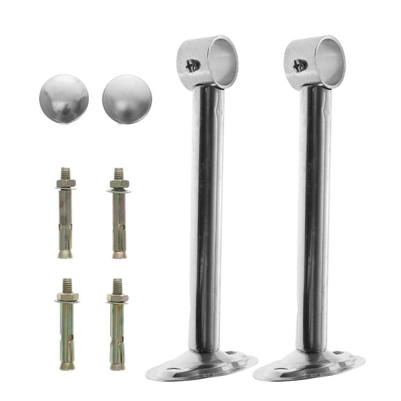 FONDOTIN Stainless Steel Cabinet Rod Support Easy Install Silver for Closet 1Set