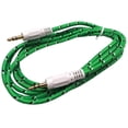thumbnail image 2 of Braided Gold Plated 3.5mm Plug Male to Male Stereo Auxiliary Aux Cord Cable (6ft) - Green, 2 of 3