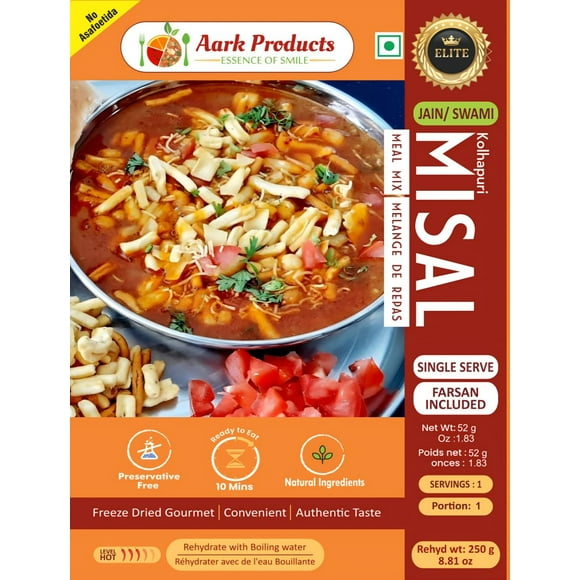 Aark Misal Kolhapuri (Sans Oignon Ni Ail) Lyophilisé Prêt à Manger - Portion Individuelle
