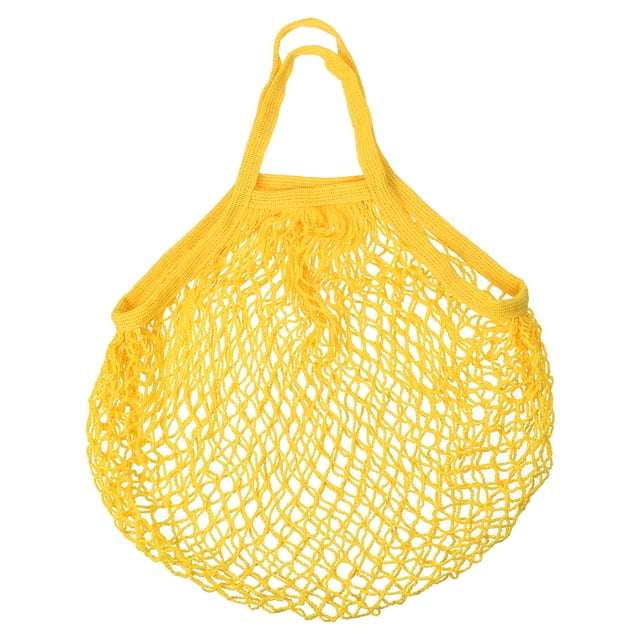 Unique Bargains Cotton Mesh Bag, 15x13.8' Reusable Mesh Net String Grocery Bags Organizer Yellow