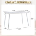 thumbnail image 4 of Mintazer 47.3 Inch Modern White Marble Vein Rectangular Dining Table with Tempered Glass Top, Minimalist Kitchen Table for 4-6 People, White & Silver, 4 of 16