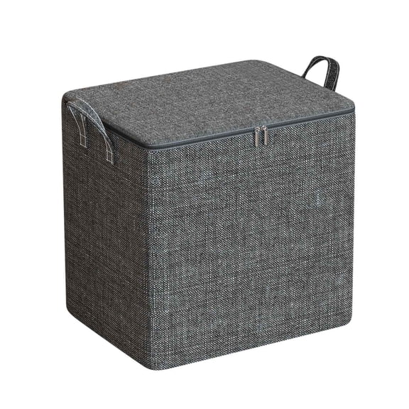 Bigersell Fabric Storage Bins for Clothes Storage Bag Slider Zipper Foldable Closet Organizers Storage Containers with Carrying Handles Gray L