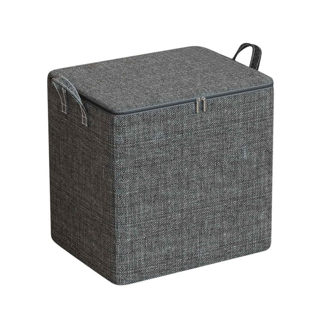 Bigersell Fabric Storage Bins for Clothes Storage Bag Slider Zipper Foldable Closet Organizers Storage Containers with Carrying Handles Gray L