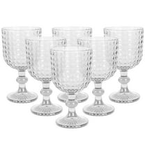6-Pack Retro Diamond Pattern Glass Coupe Cups 360ml (12oz) - Stemmed Cocktail Glasses, European Style Barware Set for Home, Parties, Celebrations & Creative Gifts
