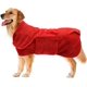 thumbnail image 1 of Toalla para mascotas de secado rápido, algodón elástico de microfibra, bata de baño para perros, chaqueta cálida Diseño-Rojo-L, 1 of 5