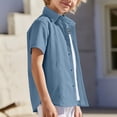 thumbnail image 5 of Kinrui Boys Cuban Guayabera Shirt Short Sleeve Button Down Shirt Summer Casual Cotton Linen Shirts Size 4-12 Years, 5 of 9
