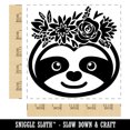 thumbnail image 2 of Sloth Wearing a Flower Crown Square Rubber Stamp Stamping Scrapbooking Crafting - Large 2.75in, 2 of 7
