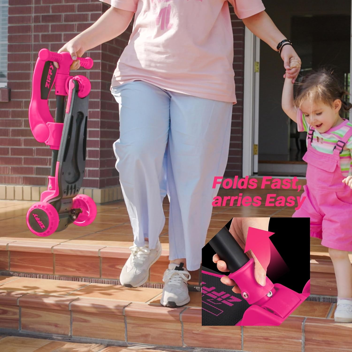 キッズ・ファミリー see ZIFFY 2-in-1 Toddler Scooter with Seat, 3 Wheel LED Lights Kids