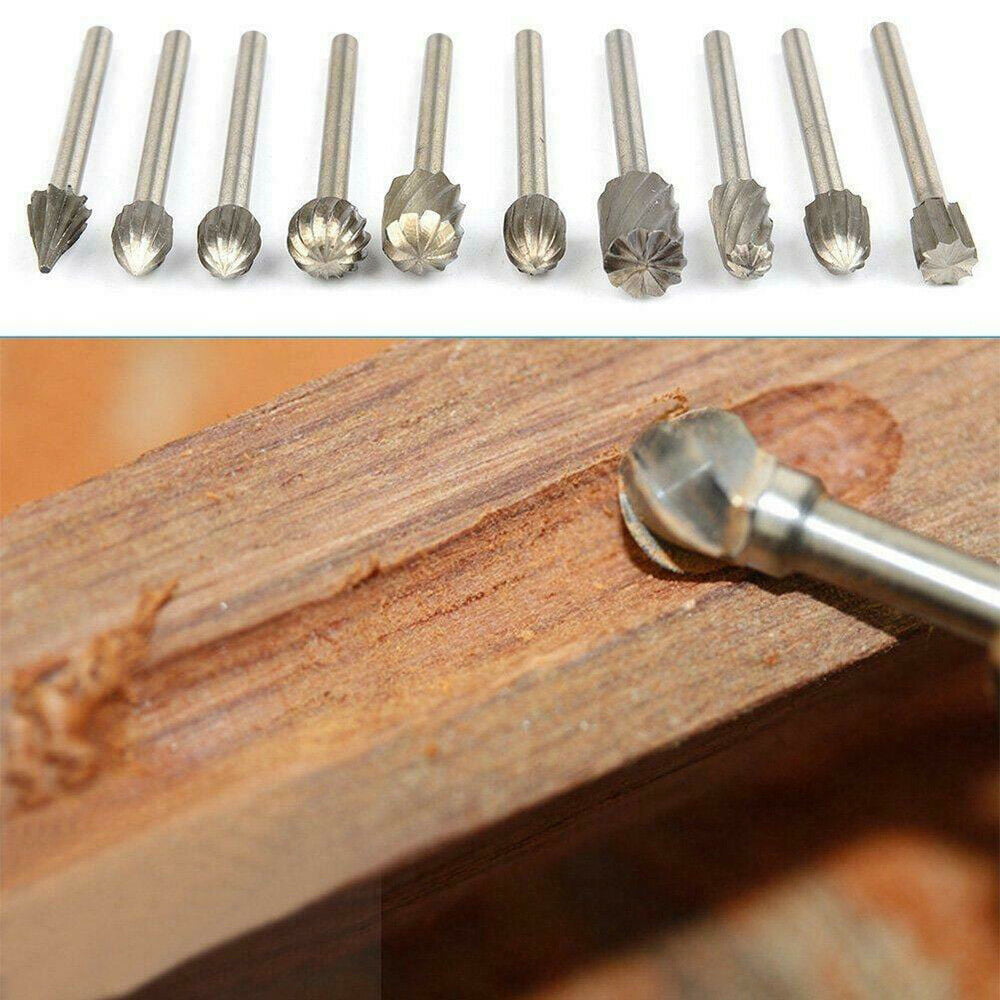 kesoto 10PC Routing Router Bits Burr Rotary Tools Engraving Wood Working Tools DIY