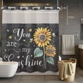 thumbnail image 5 of Farmhouse Sunflower No Hooks Shower Curtain with Snap-in Liner You Are My Sunshine Shower Curtains for Bathroom, Waterproof, Easy Install, Washable 66"x72", 5 of 9