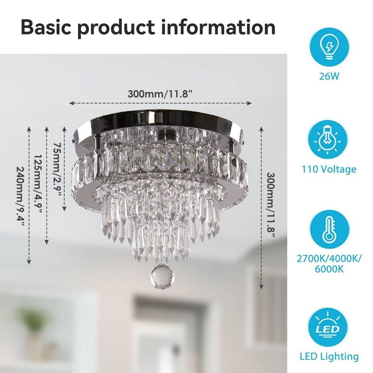 Diisunbihuo Crystal LED Flush Mount Light for Bedrooms