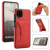 TOP SHE Case for Samsung Galaxy A42 5G (A426), Galaxy A42 5G Phone Case (6.6 Inch) - Synthetic Leather Protective Case with Card Slot / Kickstand, Slim Fit Lightweight Simple Fashion Cover (Red)
