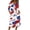 White, variant on Women's Independence Day 250 Years Anniversary Patriotic Dress 3/4 Sleeve Button Neck Printed Dress Star Pattern Loose Fit Casual Summer USA Flag Artistic Design for Daily Wear Events Dark Blue L