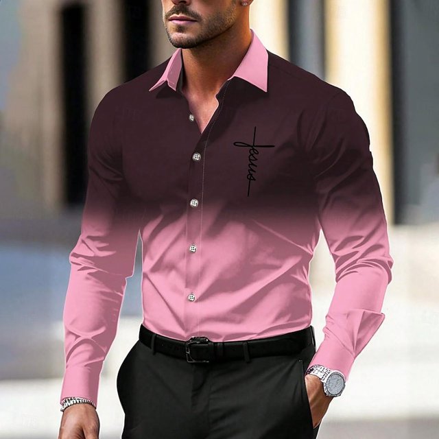 Camisa de moda 2024 con cuello de rayas y cuadrícula, cambio de color claro, camisas múltiples, patrón de alta definición, camisa de fiesta al aire libre de moda 3D