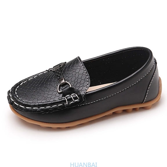 HUANBAI Boys Casual Leather Sneakers For Kids Soft Sole Non 耐磨 Toddler School Shoes Lightweight Comfortable Everyday Walking ,(7-8 Years Black) Size ,13