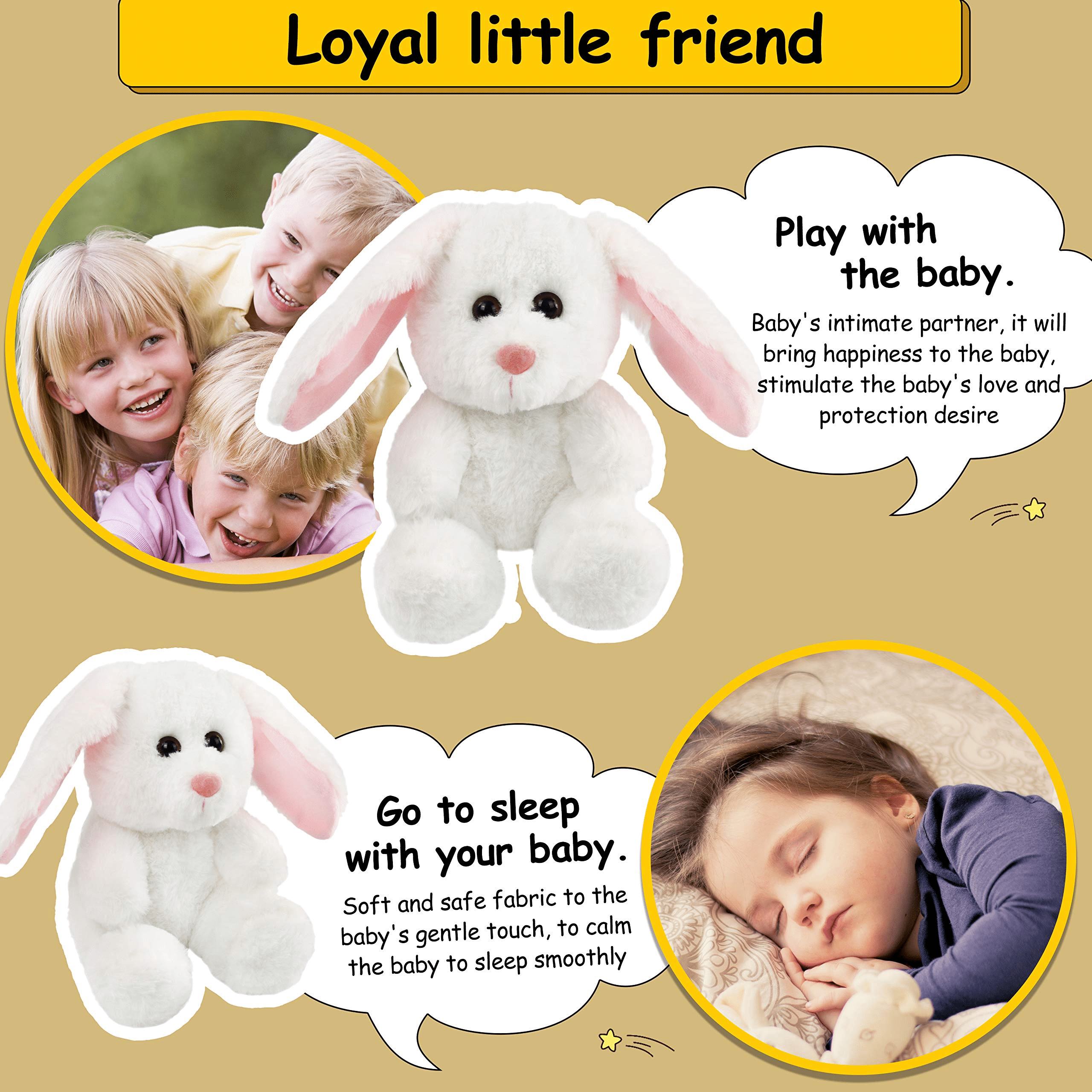 Bunny Stuffed Animal, Light up White Bunny Soft Plush Toy LED Rabbit Lop Ear Night Light Stuffed Animals Easter Birthday Easter Festival Gift for Kids Toddlers, 8''