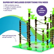 Marble Genius Marble Rails Super Set: 325 Piece Marble Run (45 Marbles, 30+ Rail Pieces, 12 Base Pieces, and More), with Free Online App -Color Instructions, Recommended for Kids 8 and Up