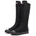 thumbnail image 1 of Momuk Botas Largas Con Remaches Estilo Punk De Lona Hasta La Rodilla, Zapatos De Vestir Con Falda De Moda Informal Para Mujeres Y Niñas, Talla 6,5 ​​B (M) Us Negro, 1 of 5