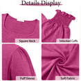 thumbnail image 5 of WellSize 3/4 Sleeve Womens Plus Size Tops Dressy Square Neck Casual Blouses Smocked Cuffs Summer Shirts, 5 of 7