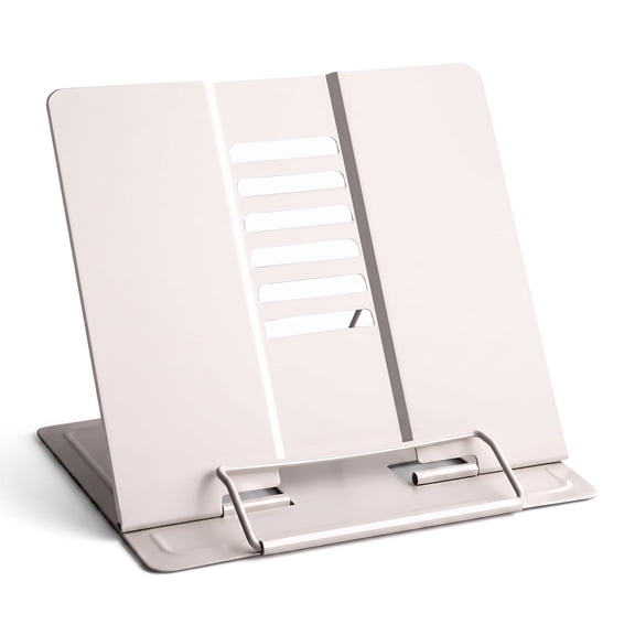 THDFTDT Book Stand, Adjustable Foldable Metal Desktop Reading Holder with Page Clips for Textbooks, Tablets, Cookbooks and Music Sheets