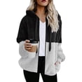 thumbnail image 3 of Women Solid Color Coat Button Down Overcoat Windproof Outer Coat Long Sleeve Cardigan Fluffy Jacket Warm Winter Overcoat, 3 of 7