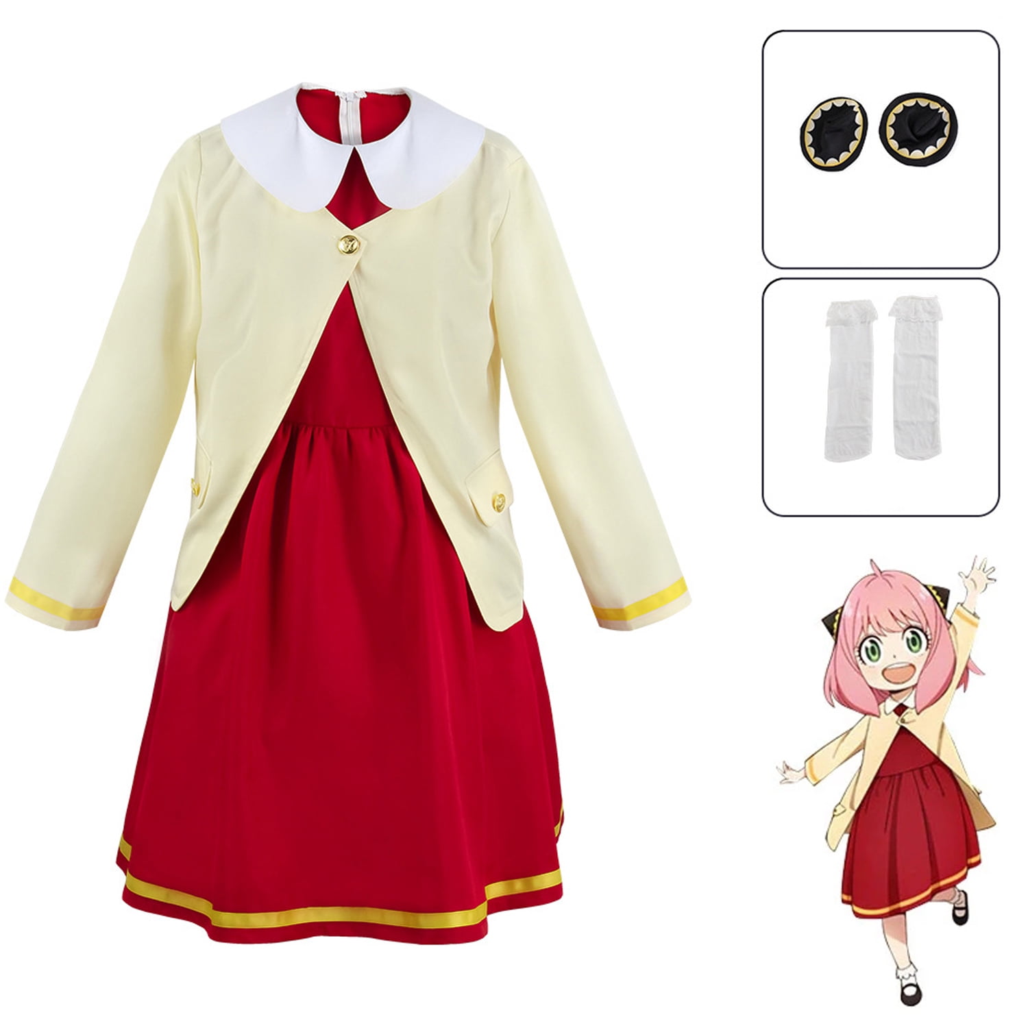 Buy SPY X FAMILY Anya Anime Costume Cosplay Dress Uniform,4Pcs Online ...