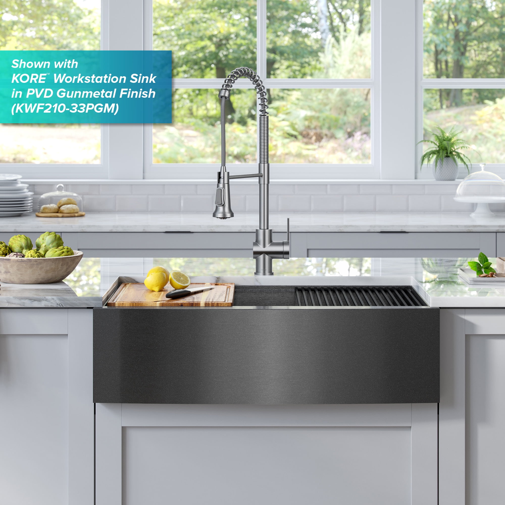 Kraus Britt Commercial Style Pull-Down Single Handle Kitchen Faucet in Spot Free Stainless Steel