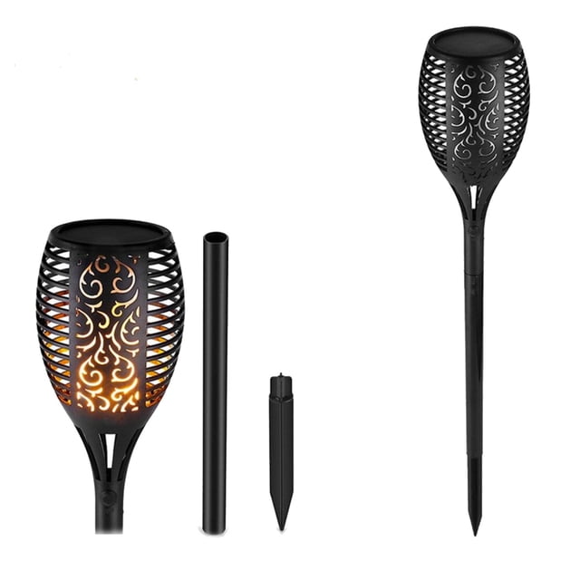 Antorcha solar Flame, grande, 78 cm de altura, de plástico negro