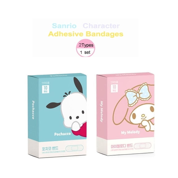 Sanrio Character Adhesive Bandages First Aid Bandages with Cute Designs 10 Count, 2Type (2Pack, 20Count Total)