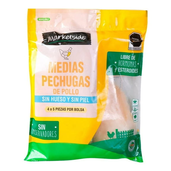 Medias pechugas de pollo Marketside congeladas s/ hueso y s/ piel 1.2 kg