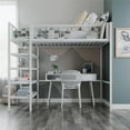 Mainstays Metal Storage Loft Bed with Book Case, Twin Bunk, Off White
